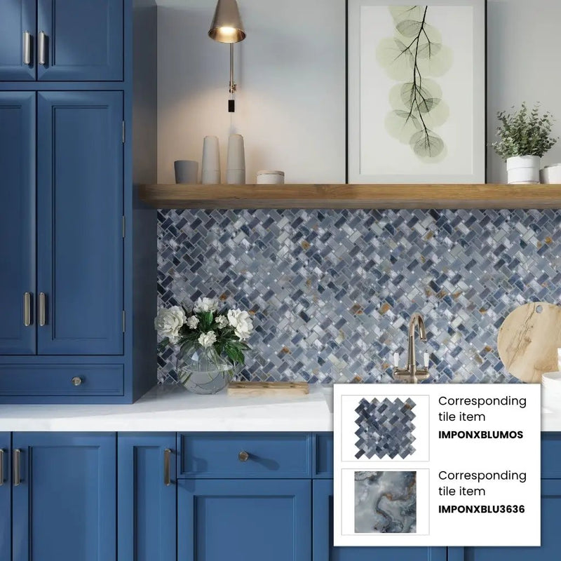 Blue 36x36 Lappato Square Porcelain Large Format Tile (2 pack, 17.4375 sq ft/case) by Apollo Tile