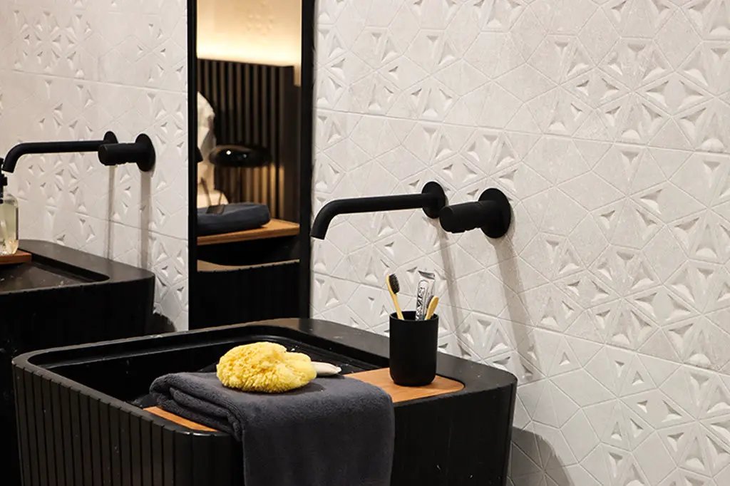 White 12x36 Matte Floral Ceramic Large Format Tile (4 pack, 11.63 sq ft/case) by Apollo Tile