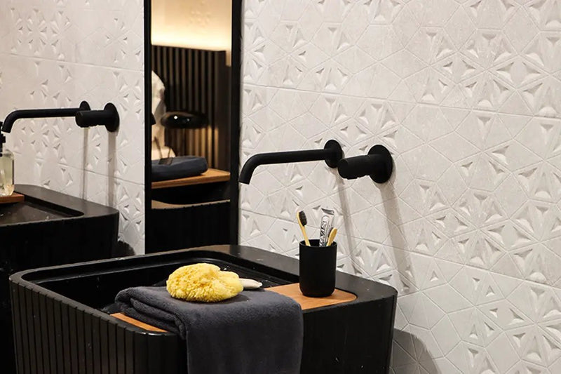 White 12x36 Matte Floral Ceramic Large Format Tile (4 pack, 11.63 sq ft/case) by Apollo Tile