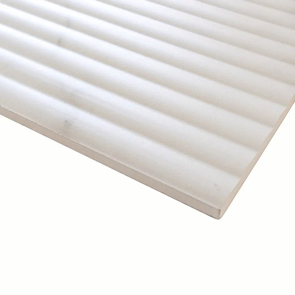 White 12x36 Matte Fluted Ceramic Large Format Tile (4 pack, 11.63 sq ft/case) by Apollo Tile