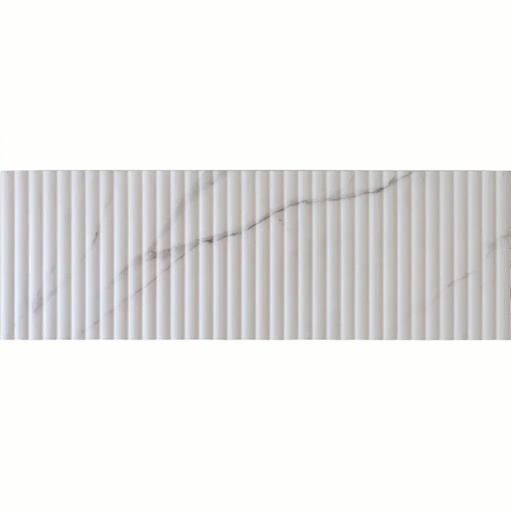 White 12x36 Matte Fluted Ceramic Large Format Tile (4 pack, 11.63 sq ft/case) by Apollo Tile