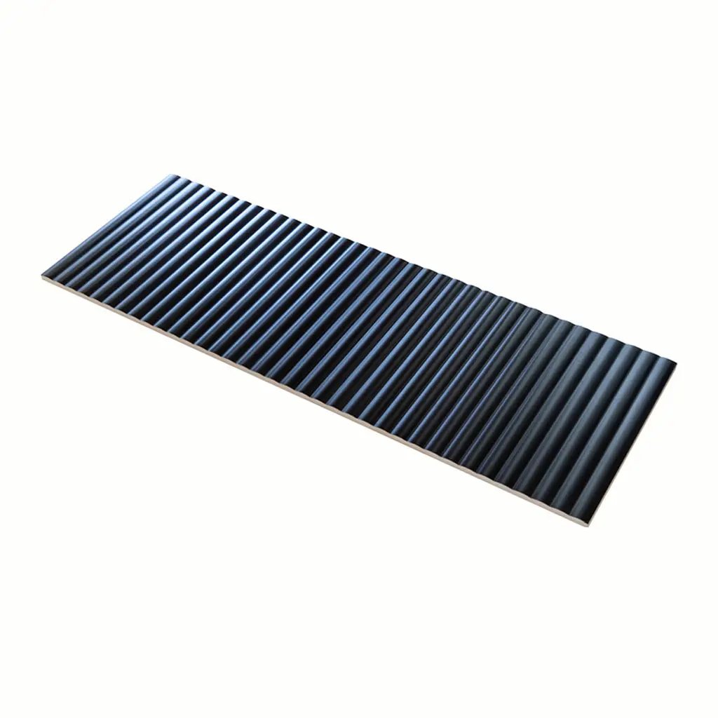 Black 12x36 Matte Fluted Ceramic Large Format Tile (4 pack, 11.63 sq ft/case) by Apollo Tile