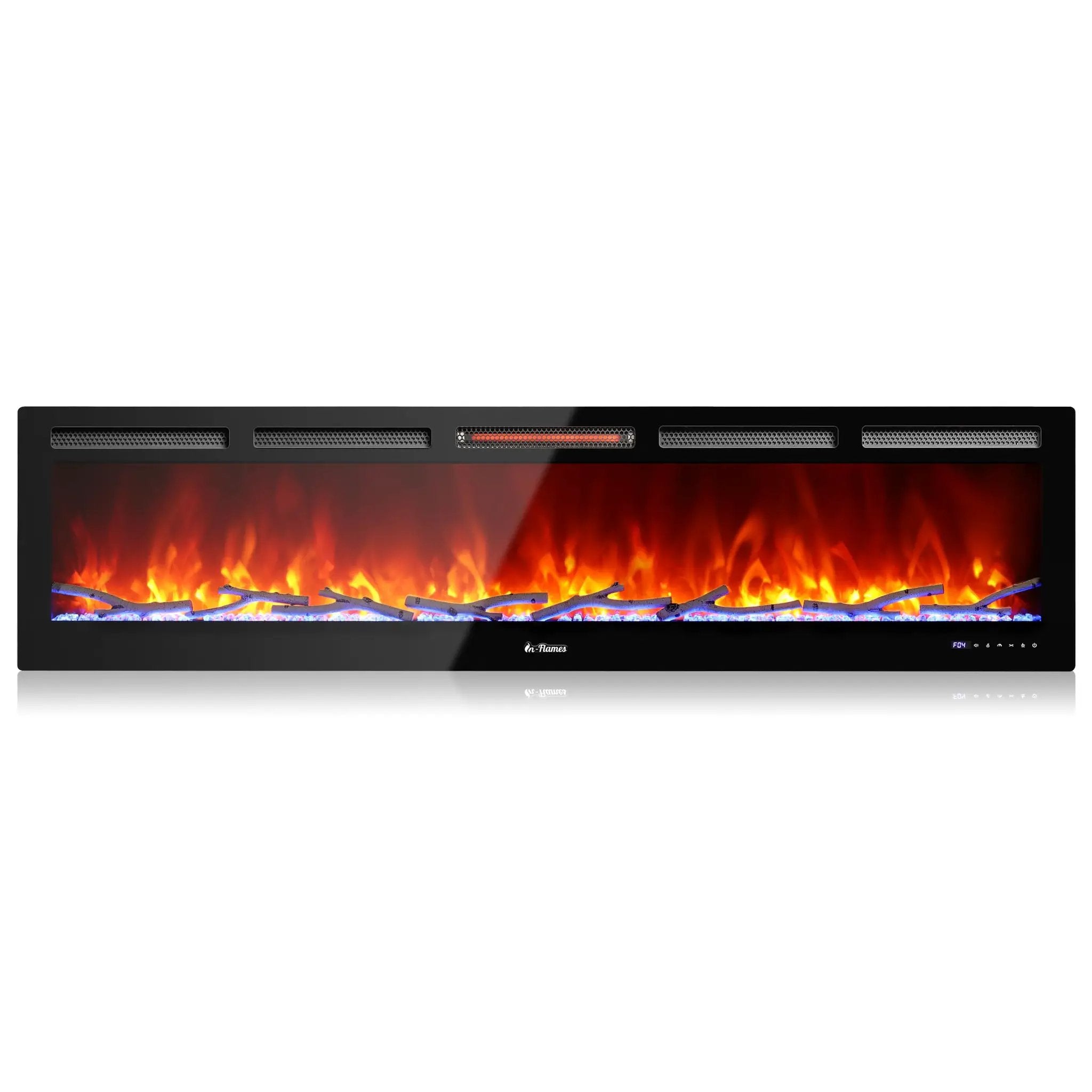 In Flames INF72W-3D WiFi Smart Wall Mounted Electric Fireplace - Tempered Glass by TURBRO