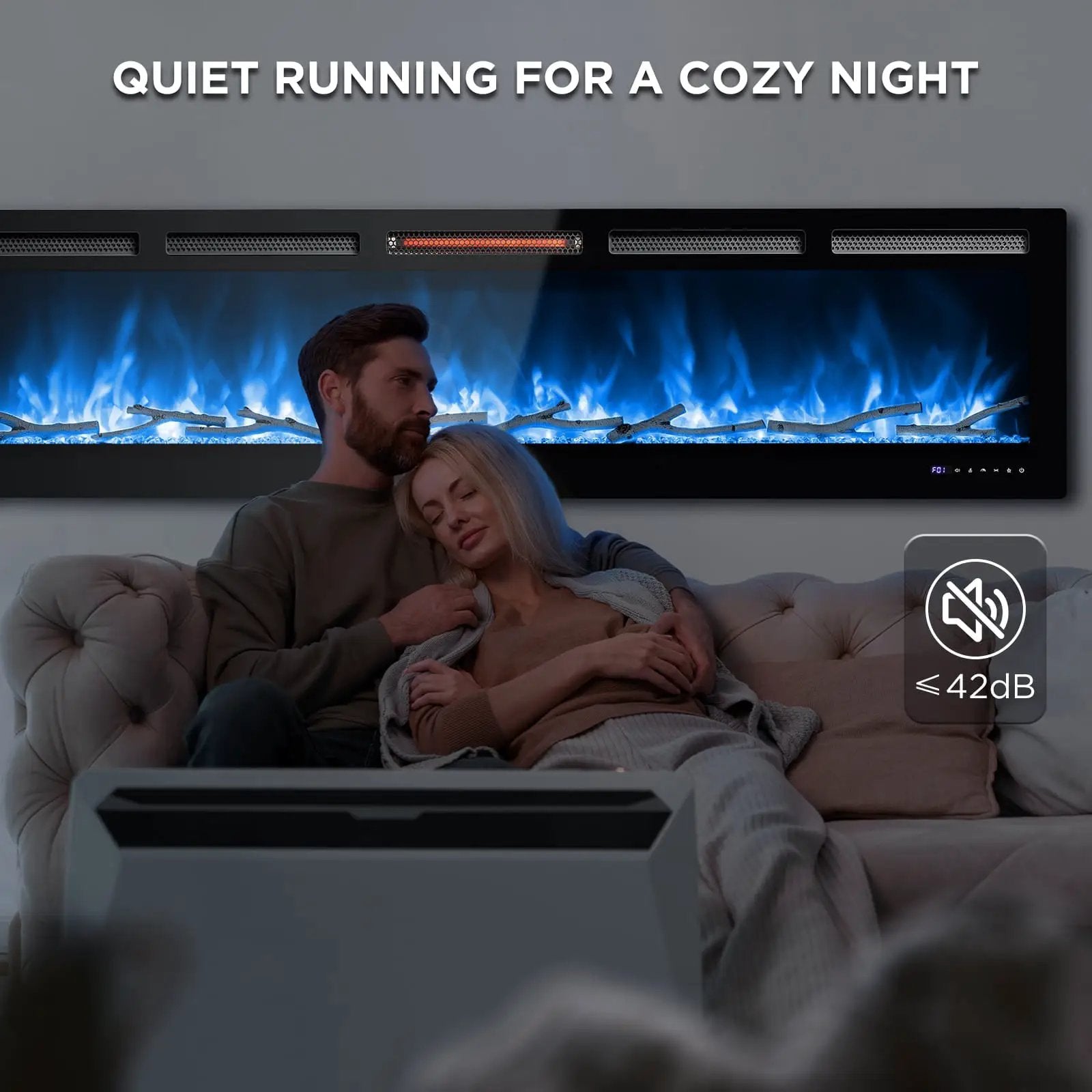 In Flames INF72W-3D WiFi Smart Wall Mounted Electric Fireplace - Tempered Glass by TURBRO