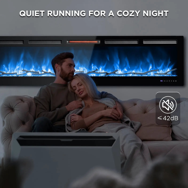 In Flames INF72W-3D WiFi Smart Wall Mounted Electric Fireplace - Tempered Glass by TURBRO