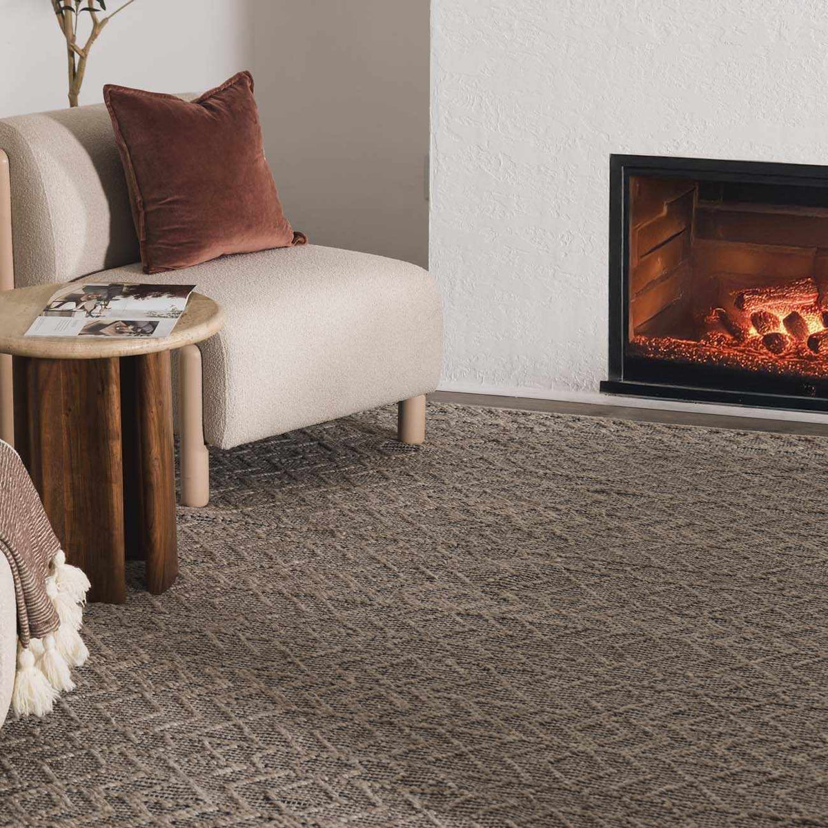 Ironia Handmade Faux Silk Rug - Clearance, installed in a room 2