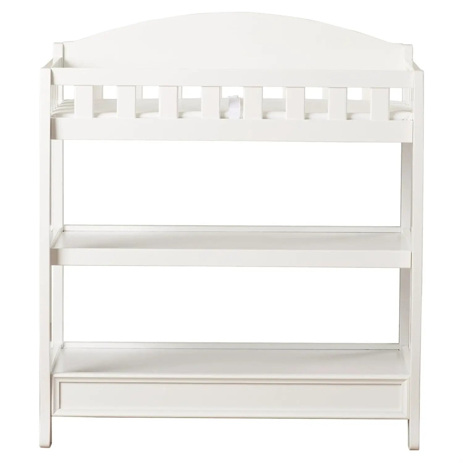 Modern White Wooden Baby Changing Table with Safety Rail Pad and Strap by HomePacific