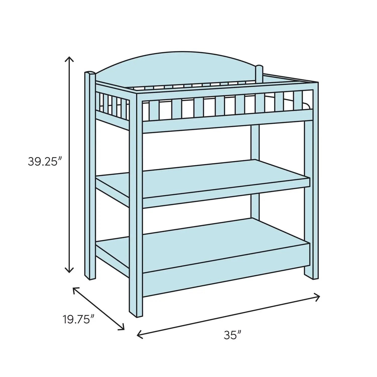 Modern White Wooden Baby Changing Table with Safety Rail Pad and Strap by HomePacific