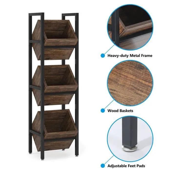Rustic Farmhouse Industrial 3 Bin 36 Bottle Wine Rack Storage Display Shelf by HomePacific