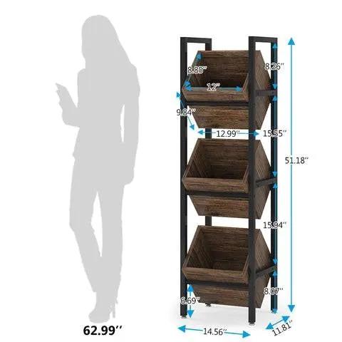 Rustic Farmhouse Industrial 3 Bin 36 Bottle Wine Rack Storage Display Shelf by HomePacific