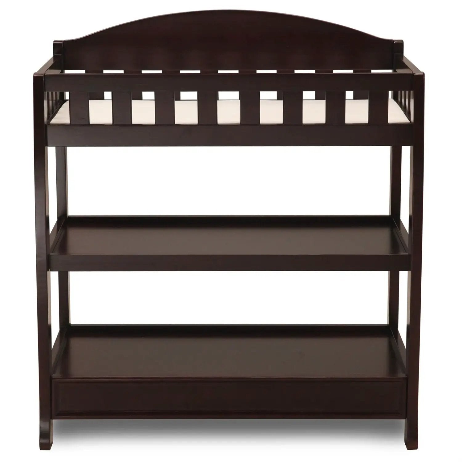 Modern Dark Brown Wooden Baby Changing Table with Safety Rail Pad and Strap by HomePacific