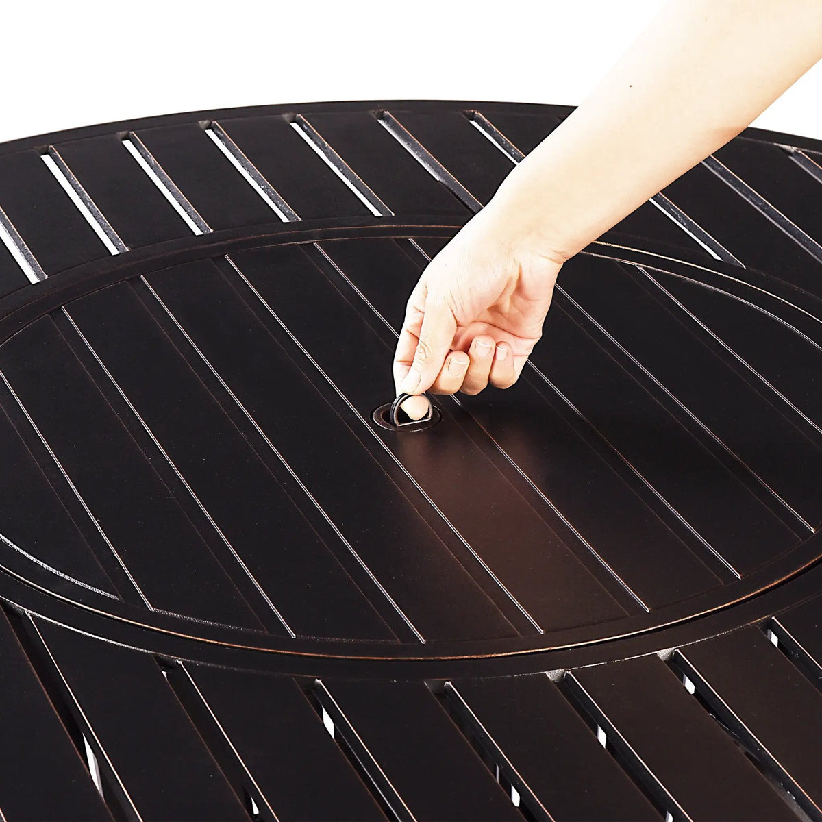Aluminum 44-in Round Propane Fire Table with Beads, Covers and Lid by Sharicks