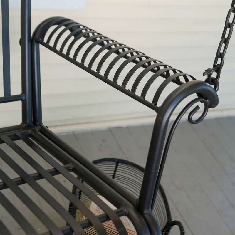 Wrought Iron Outdoor Patio 4-Ft Porch Swing in Black by HomePacific