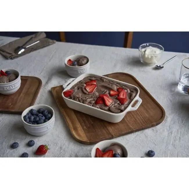 2 Piece Ceramic Stoneware Baking Dish Set in Ivory Cream Beige by HomePacific
