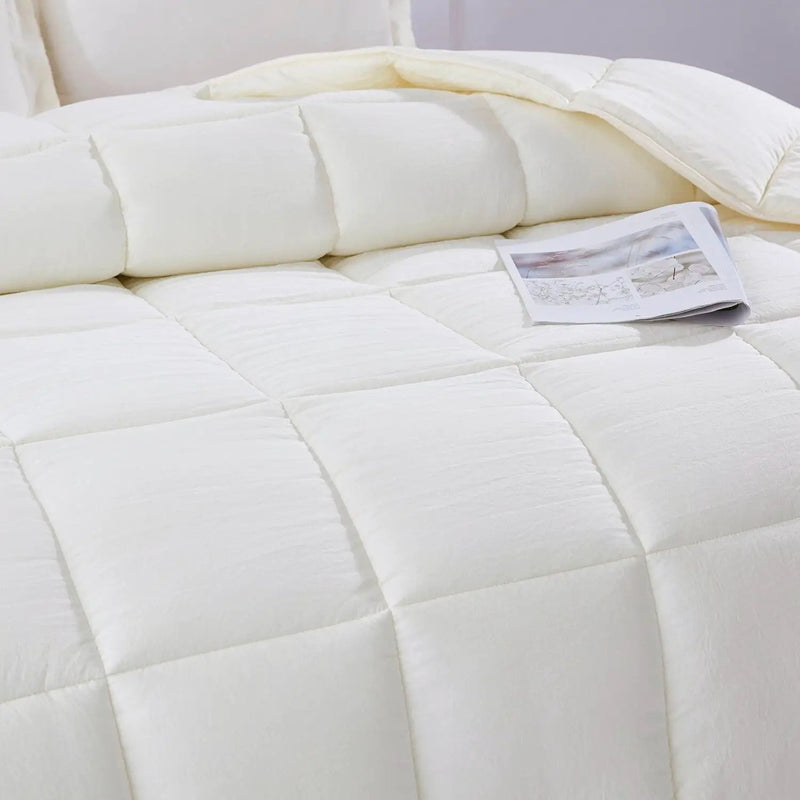 King Size Off White 3 Piece Microfiber Reversible Comforter Set by HomePacific