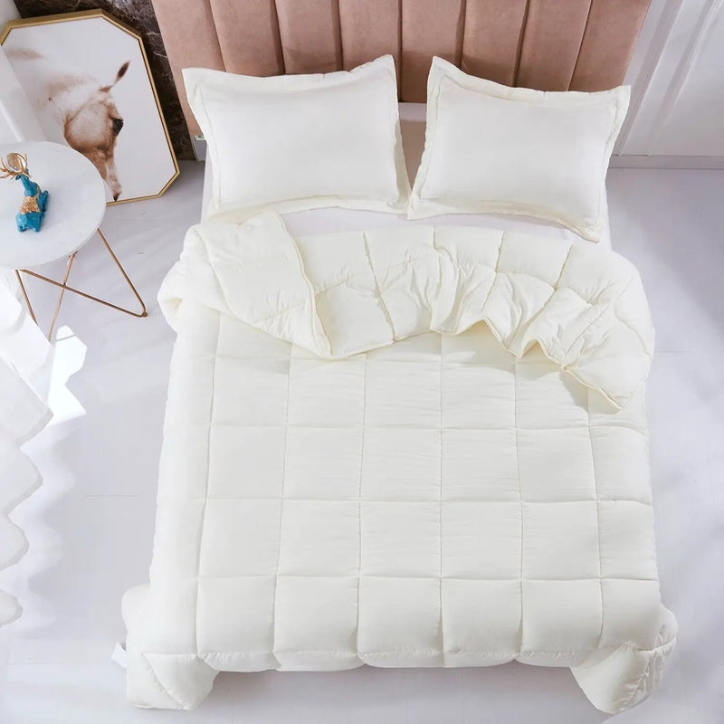 King Size Off White 3 Piece Microfiber Reversible Comforter Set by HomePacific