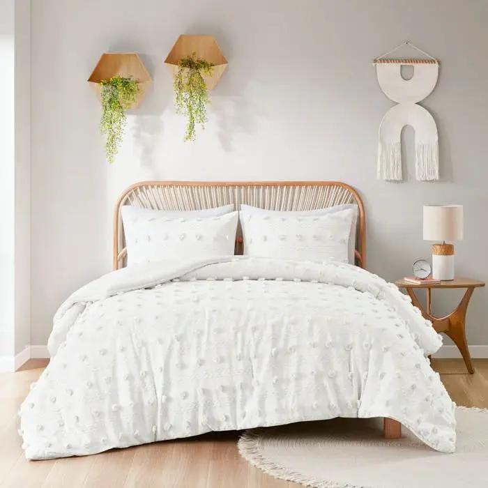 King/Cal King 3-Piece Ivory Pompom Microfiber Comforter Set by HomePacific