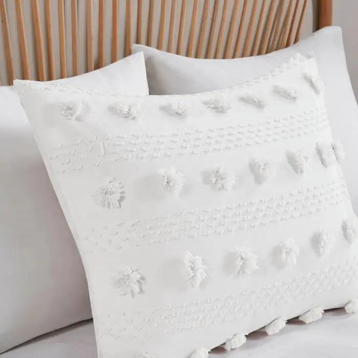 King/Cal King 3-Piece Ivory Pompom Microfiber Comforter Set by HomePacific