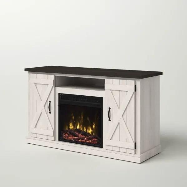 FarmHouse Rustic Ivory/Espresso TV Entertainment Electric Fireplace by HomePacific
