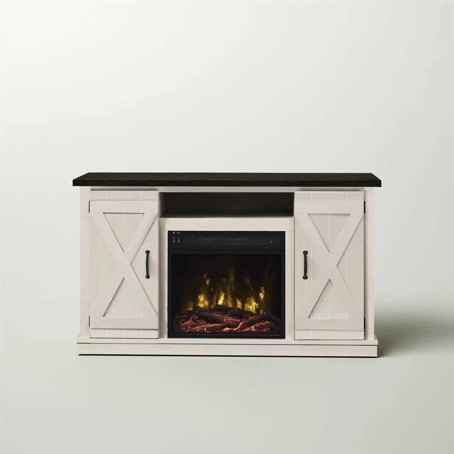 FarmHouse Rustic Ivory/Espresso TV Entertainment Electric Fireplace by HomePacific