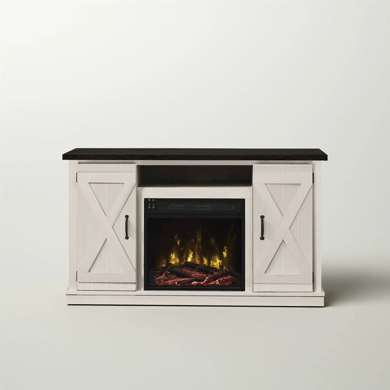 FarmHouse Rustic Ivory/Espresso TV Entertainment Electric Fireplace by HomePacific