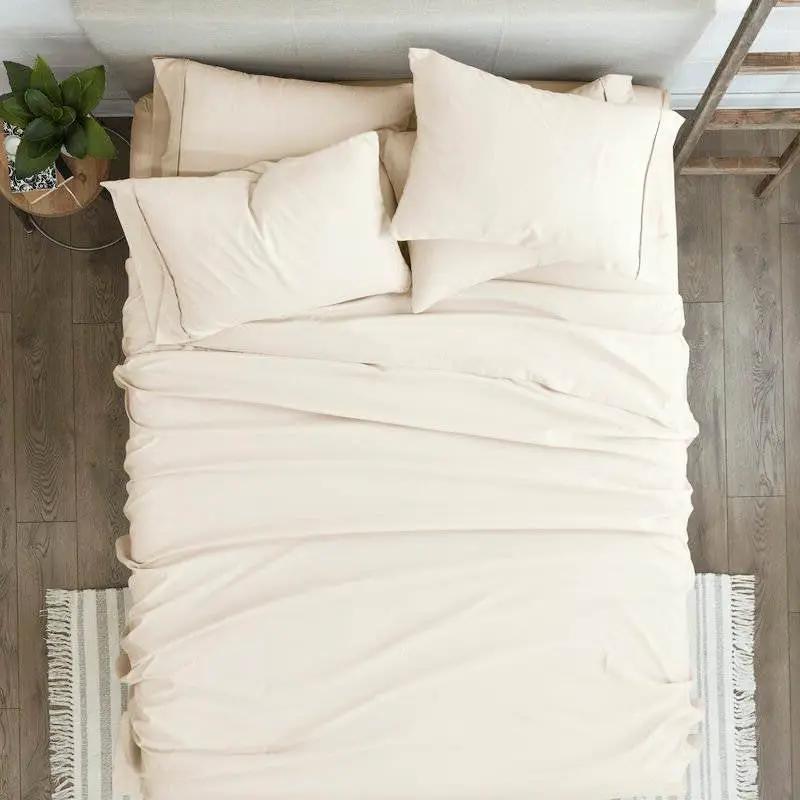 Twin Ivory Beige 4-Piece Soft Wrinkle Resistant Microfiber/Polyester Sheet Set by HomePacific