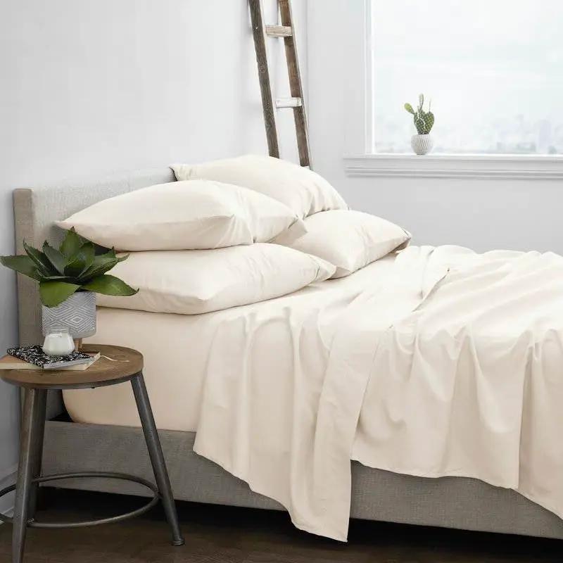 Twin Ivory Beige 4-Piece Soft Wrinkle Resistant Microfiber/Polyester Sheet Set by HomePacific