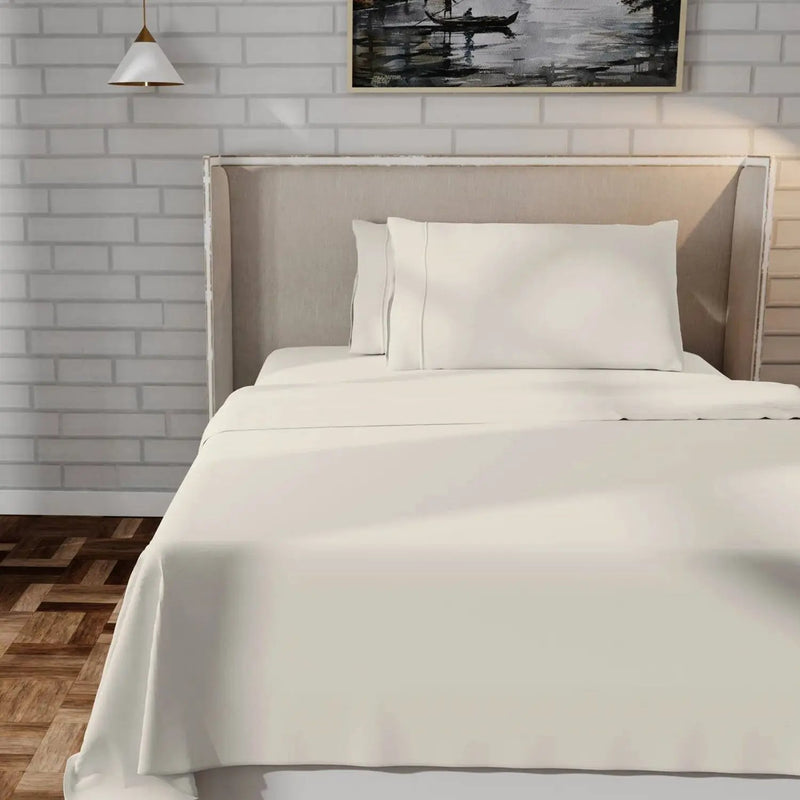 Twin Ivory Beige Off-White Cream 100-Percent Certified Organic Cotton Sheet Set by HomePacific