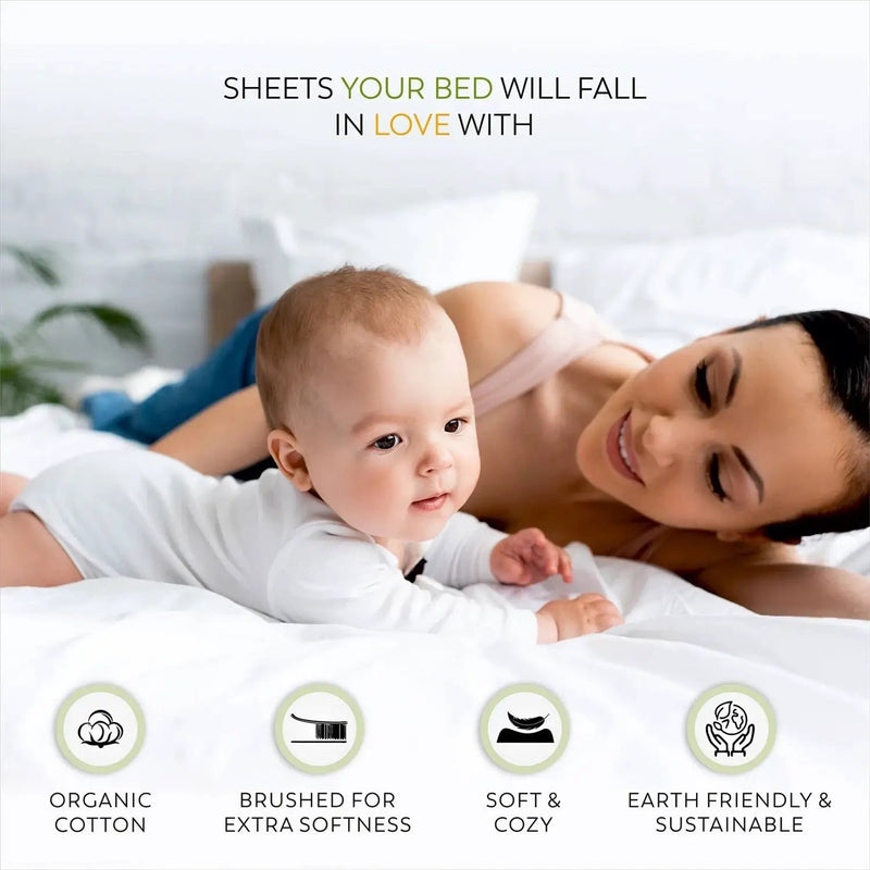 Twin Ivory Beige Off-White Cream 100-Percent Certified Organic Cotton Sheet Set by HomePacific