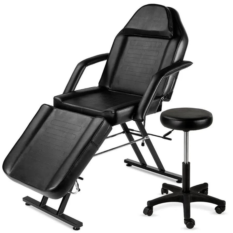Black Adjustable Massage Bed Salon Chair w/ Hydraulic Stool by HomePacific