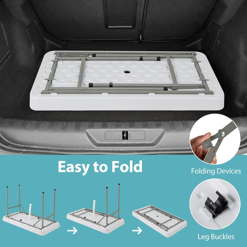 4 Foot Ice Cooler Folding Table Portable Ice Bin Table with Large Sink-White by DirectDeals