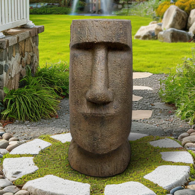 Concrete Large Garden Statue Moai Head 35 Inch, photo 2 of 5