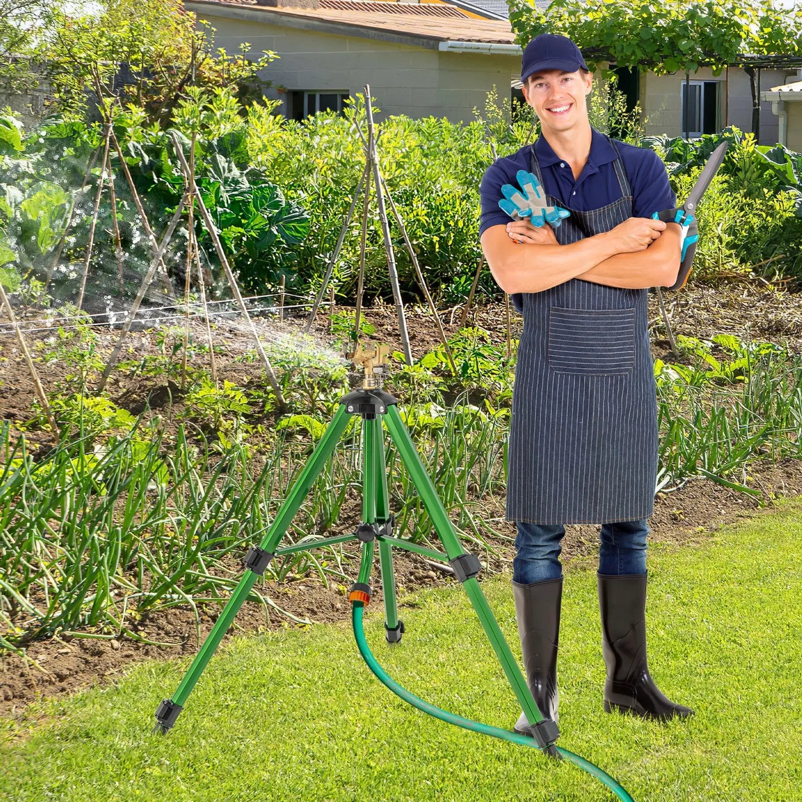 Impact Sprinkler on Tripod Base Set of 2 with 360 Degree Rotation by DirectDeals