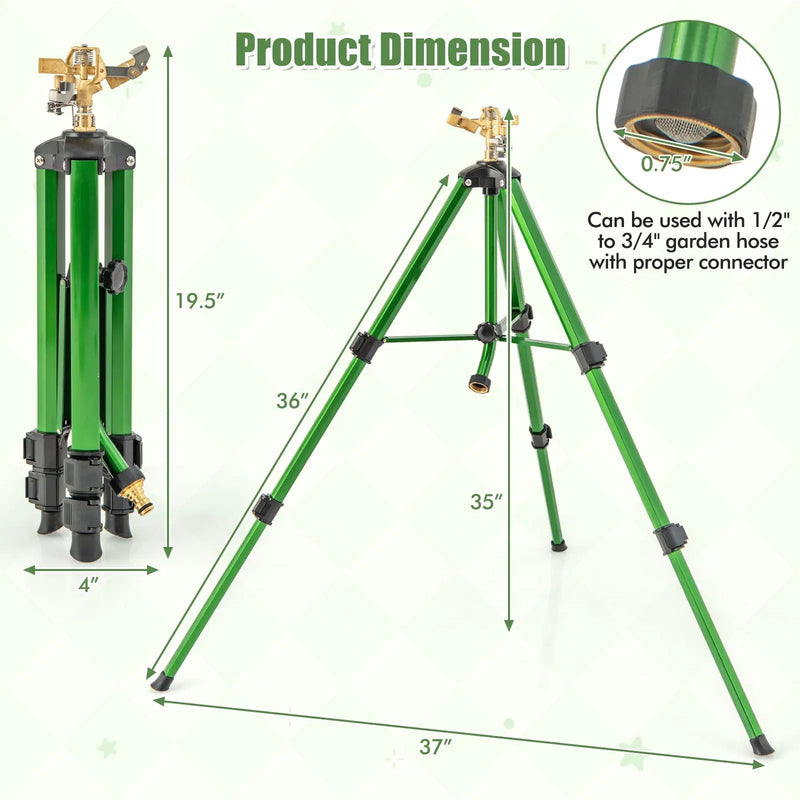 Impact Sprinkler on Tripod Base Set of 2 with 360 Degree Rotation by DirectDeals
