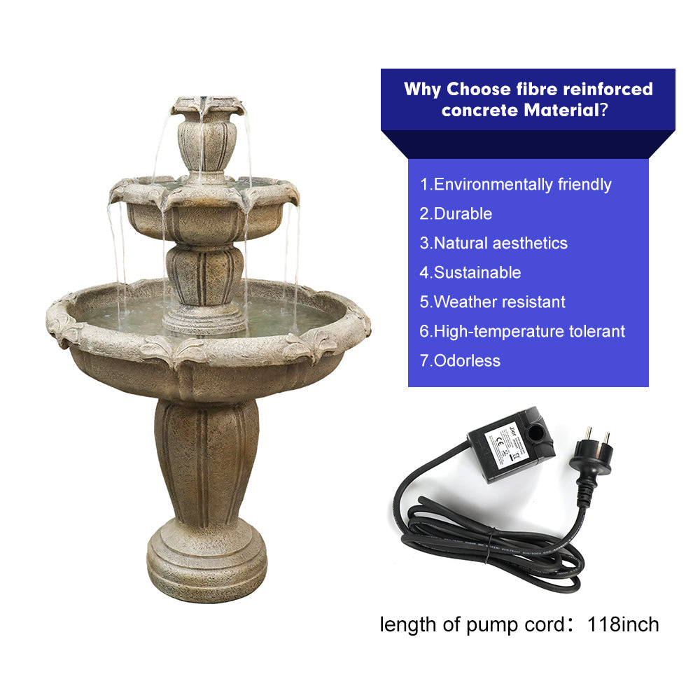 Concrete 3 Tier Water Fountain Large Estate, photo 13 of 19