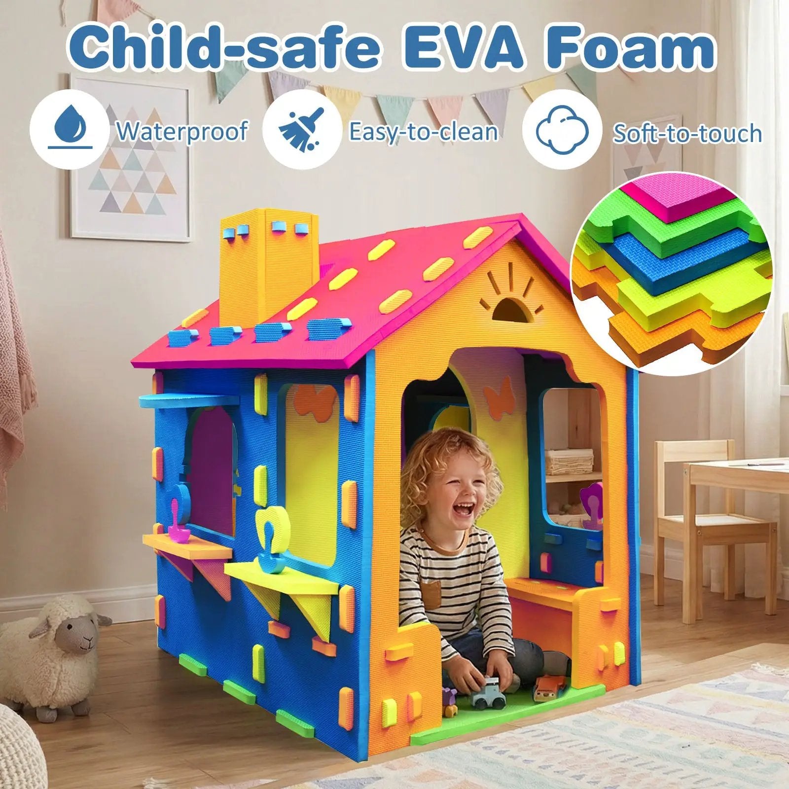 Indoor Cottage Playset with Roof and Chimney for Creative Play by DirectDeals