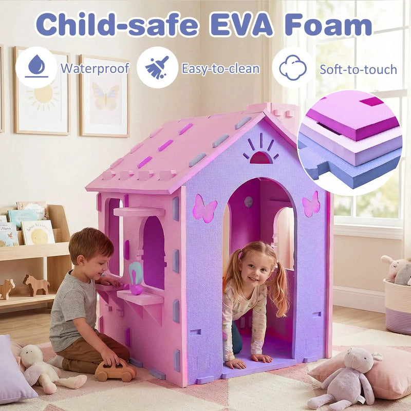 Indoor Cottage Playset with Roof and Chimney for Creative Play by DirectDeals
