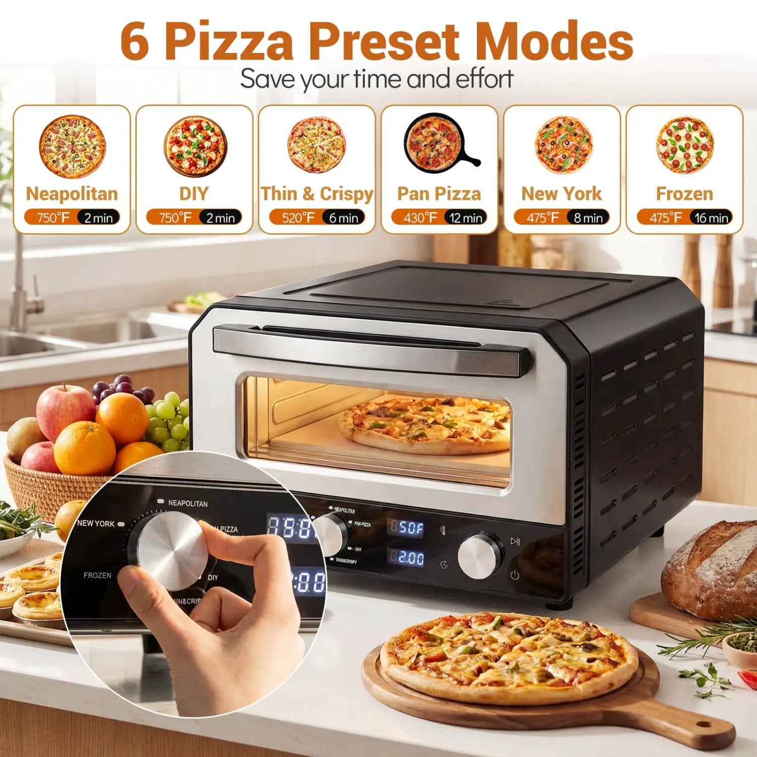 Indoor Electric Pizza Oven Countertop Pizza Oven for 12 Inch Pizzas-Black by DirectDeals