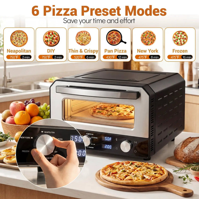 Indoor Electric Pizza Oven Countertop Pizza Oven for 12 Inch Pizzas-Black by DirectDeals