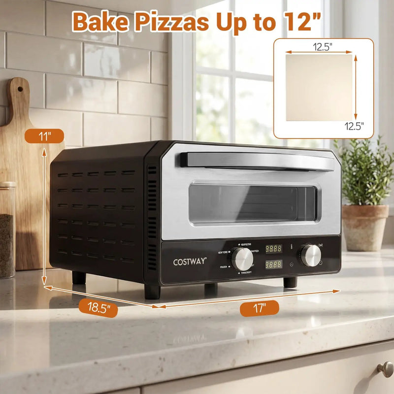 Indoor Electric Pizza Oven Countertop Pizza Oven for 12 Inch Pizzas-Black by DirectDeals