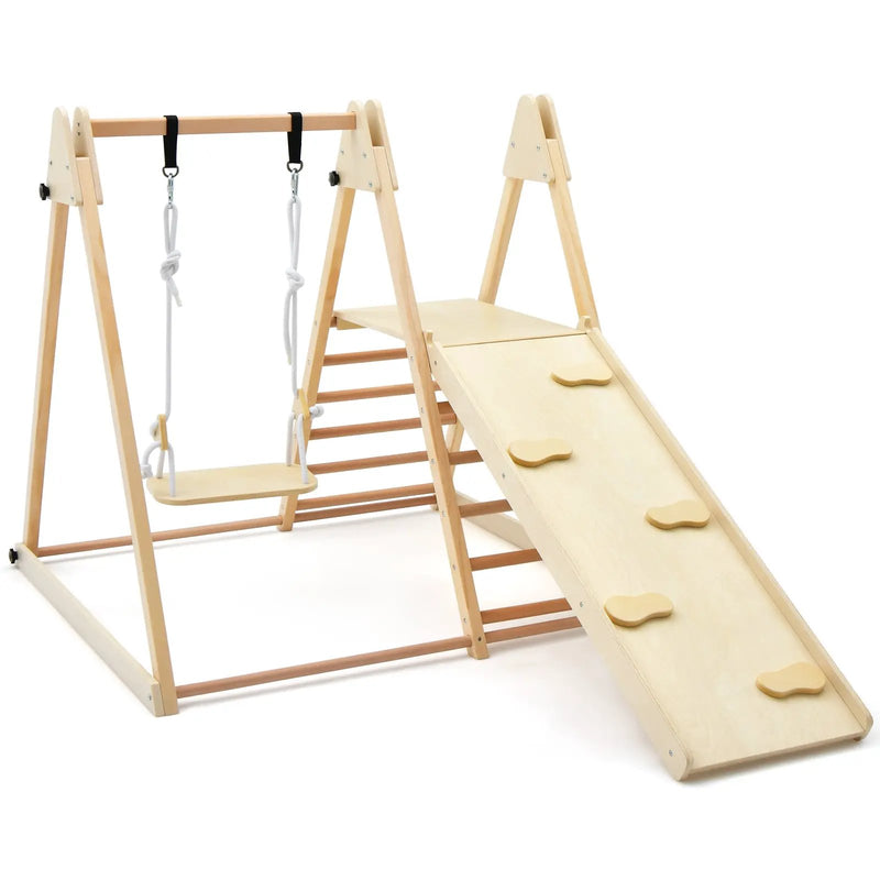 5-in-1 Indoor Jungle Gym Foldable Climber Playset with Fun Slide and Adjustable Swing by DirectDeals