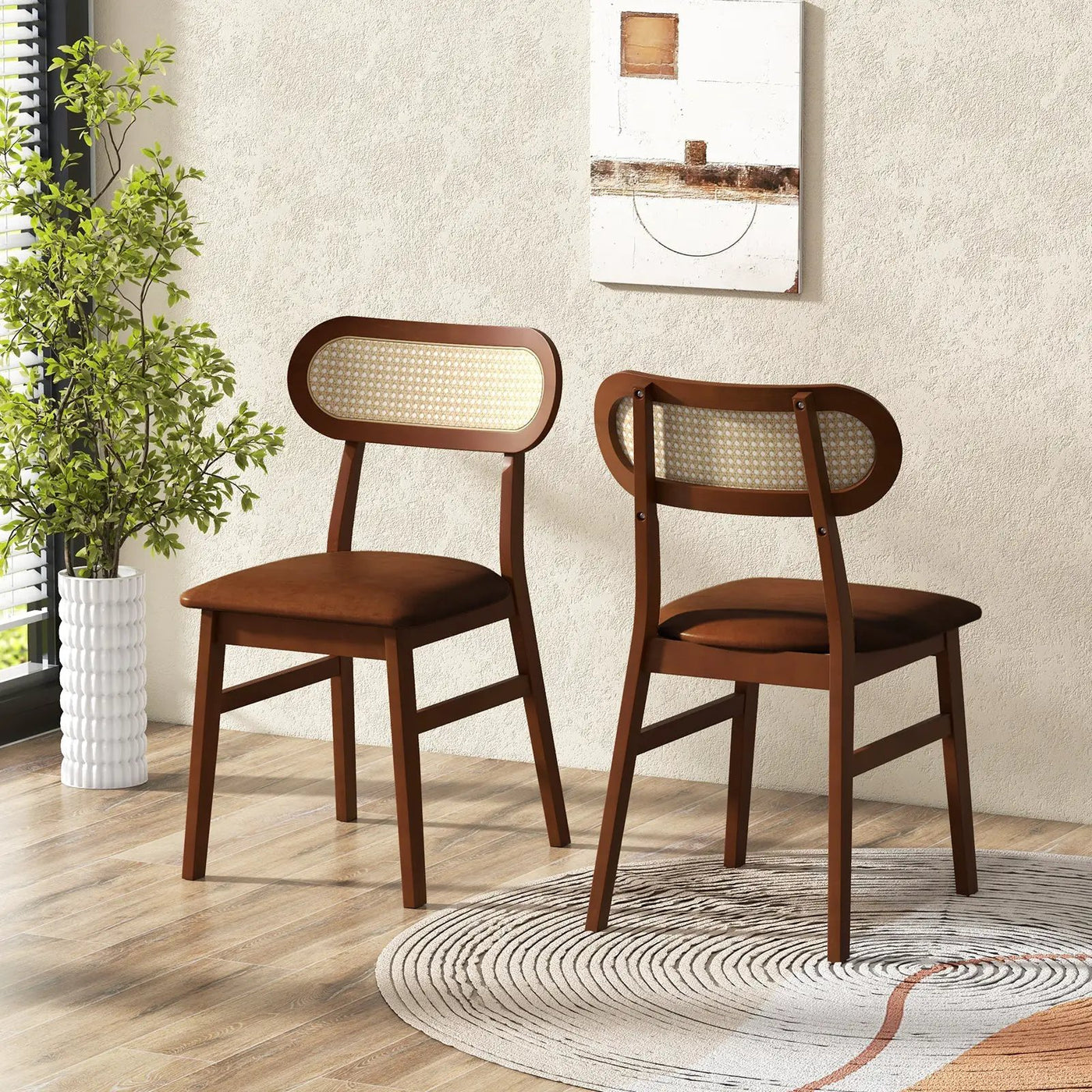 Indoor Mid Century Wood Dining Chairs Set of 2 for Dining Room by DirectDeals