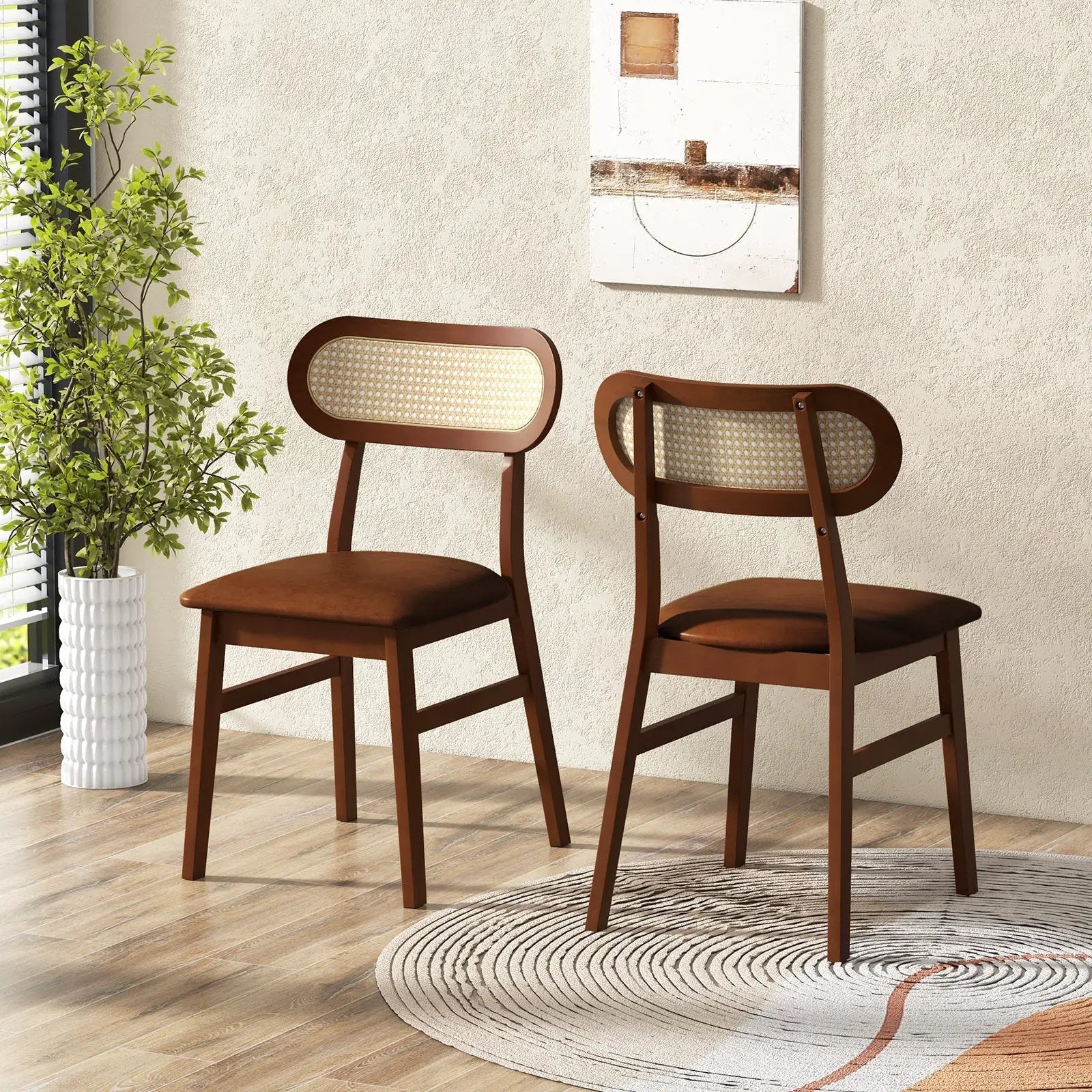 Indoor Mid Century Wood Dining Chairs Set of 2 for Dining Room by DirectDeals