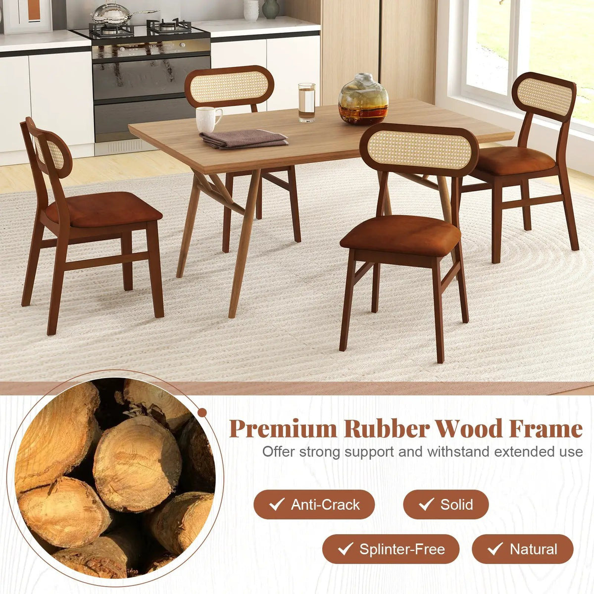 Indoor Mid Century Wood Dining Chairs Set of 2 for Dining Room by DirectDeals