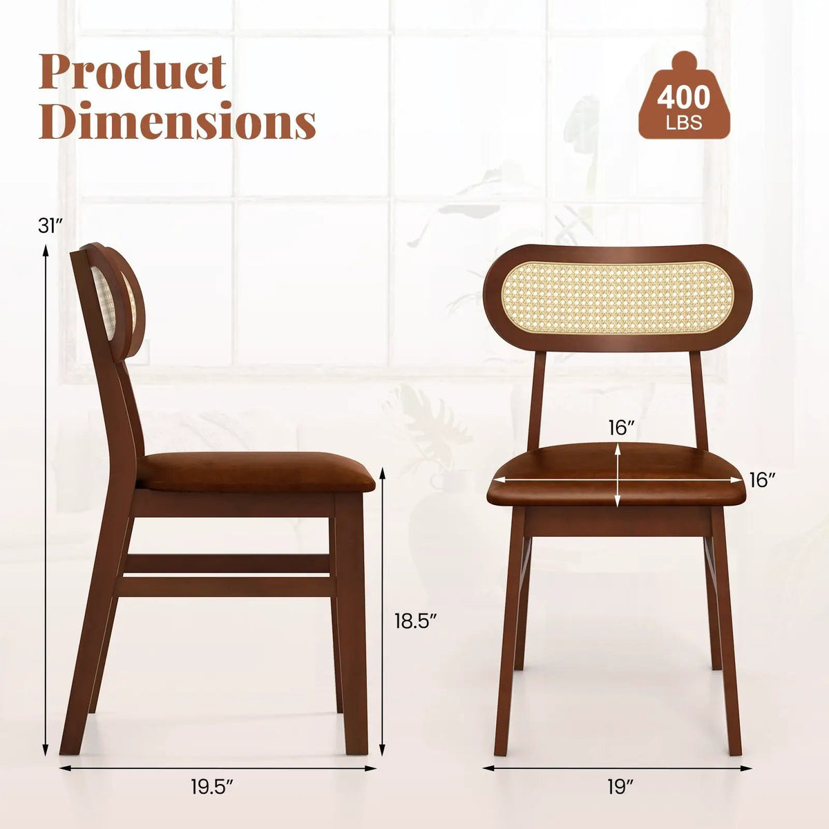 Indoor Mid Century Wood Dining Chairs Set of 2 for Dining Room by DirectDeals