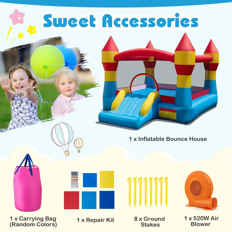 3-in-1 Kids Bouncer with Slide with 520W Blower for Yard by DirectDeals