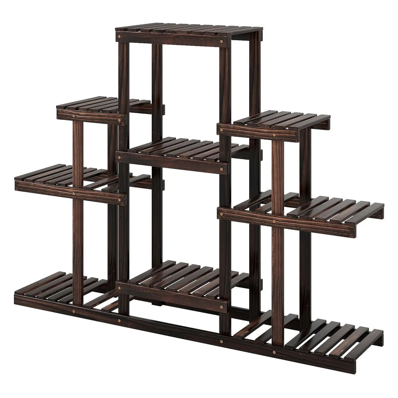 Indoor Outdoor Wood Plant Stand Multi-Tiered Corner Plant Shelf Flowerpot Holder-Brown by DirectDeals