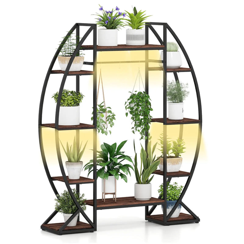 Indoor Plant Stand 63" Tall 10-Tier Corner Metal Plant Shelf Large Flowerpot Holder-Brown by DirectDeals