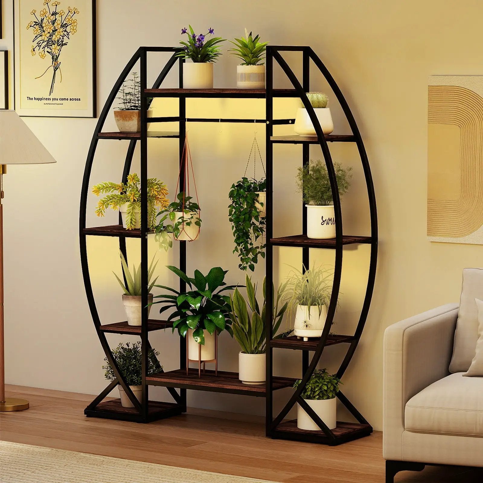 Indoor Plant Stand 63" Tall 10-Tier Corner Metal Plant Shelf Large Flowerpot Holder-Brown by DirectDeals