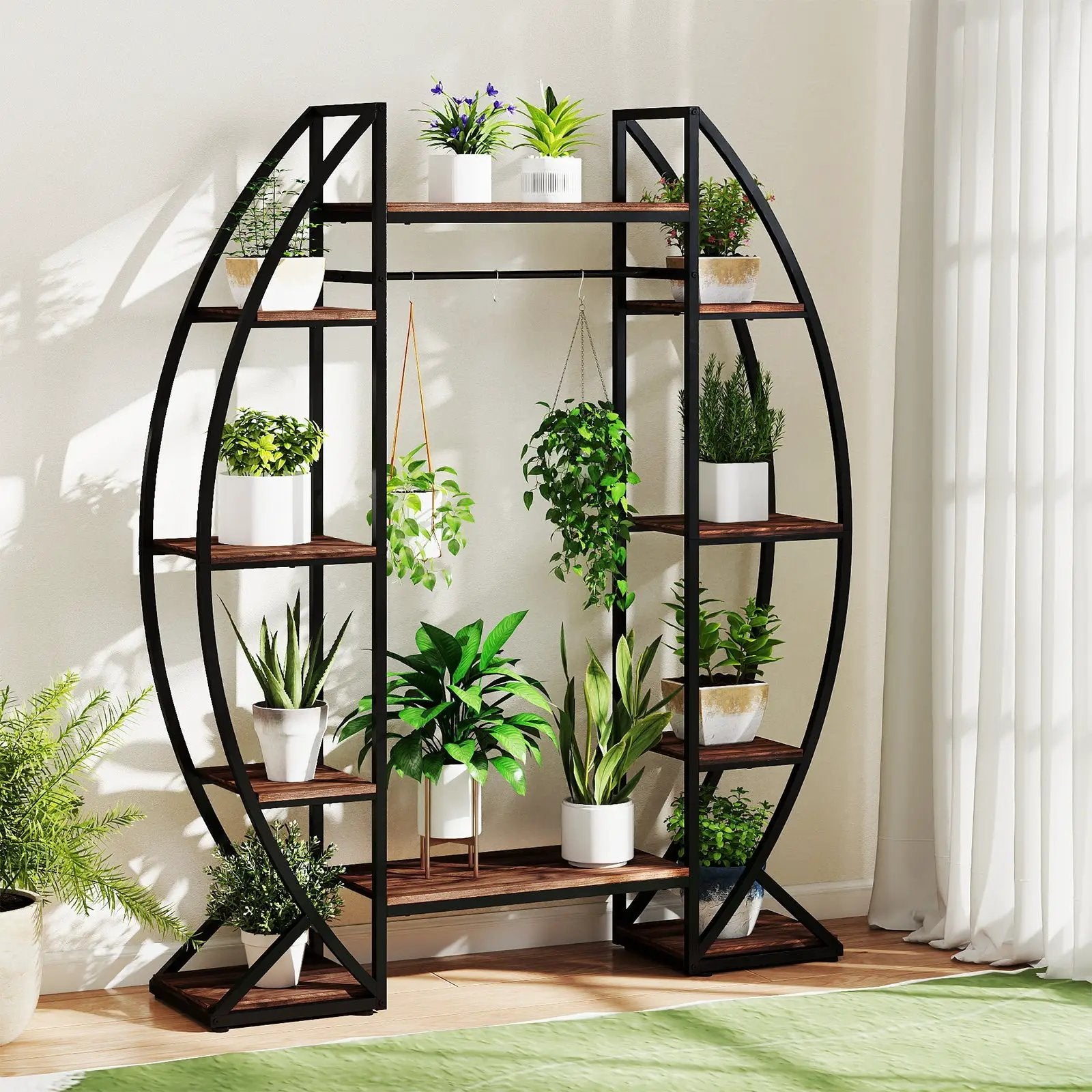 Indoor Plant Stand 63" Tall 10-Tier Corner Metal Plant Shelf Large Flowerpot Holder-Brown by DirectDeals